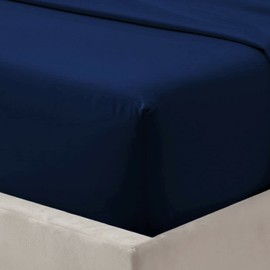ZSYY Breathable, Anti Wrinkle, Durable | 40cm Deep Pocket Fitted Bed Sheets | Bedding & Linen Easy Iron All Seasons Cotton Rich (Navy, Single)
