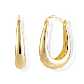 ALEXCRAFT 14K Large Chunky Gold Hoop Earrings for Women S925 Hypoallergenic Hollow Hoops