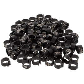 iplusmile 10mm Bird Ring Leg Bands, 100 Pieces Numbered Pigeon Foot Rings Birds Tags Clip on Leg Rings for Chicks Bantam Finch Dove Lovebird Canaries Quail Small Poultry, Black