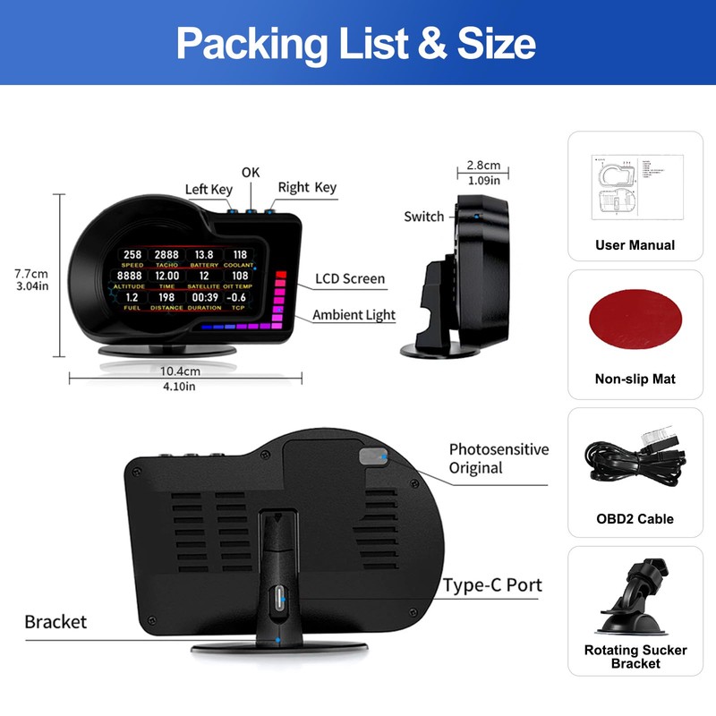 Head Up Display HUD F16 with OBD2 + GPS Dual