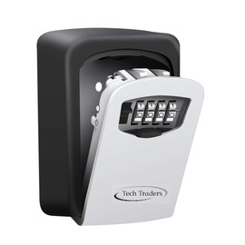 Tech Traders ® Key Lock Box,Wall Mounted Key Safe, Key Storage Box with Strong 4-Digit Combination to Share and Secure Keys for Home, Office Etc [Updated Version].