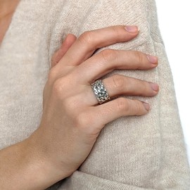 Silverly Chunky Woven Sterling Silver Rings for Women and Men - 9.8 mm Thick Braided Band Ring - Classic Men's Ring - Plaited Wedding Rings His and Hers - Promise Rings for Couples