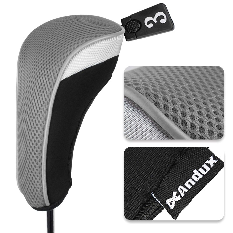 Andux Wood Golf Headcovers Golf Wood Driver Headcovers with Interchangeable