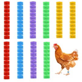 Dokpav 100 Pcs Chicken Leg Rings, 5 Colors 16mm Chicken Identification Leg Bands, 001-100 Numbered Clip on Leg Rings for Chickens Ducks Goose Turkey Pigeons Gamefowl Birds Poultry Care