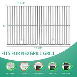 13 x 17 Grill Grate for Nexgrill 4 Burner 720-0830H 720-0783E Expert 720-0789H 720-0789C, 5 Burner 720-0888N 720-0888S, 17Inch Stainless Steel Replacement for Kenmore 41516106210 Master Forge 1010037