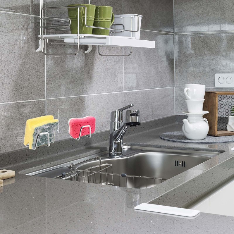 6 Pack Sponge Holder for Kitchen Sink - Movable Hanging