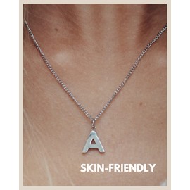 GD GOOD.designs EST. 2015 Chain with letters silver - skin friendly necklace for ladies (A-Z pendant) I Silver letter chain (F)