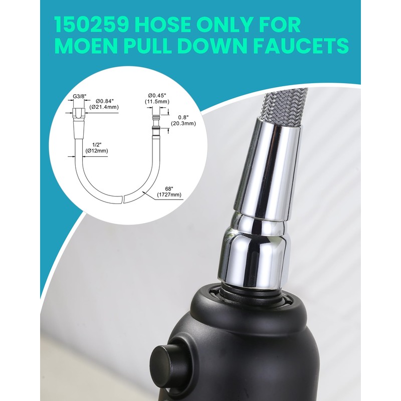 150259 Replacement Hose Kit Compatible with Moen Pull Down Faucet,
