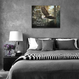 Eagle Wall Art Flying Bald Eagle Inspirational Decor Pictures Canvas Print Painting Modern Home Framed Artwork For Office Bathroom Living Room Bedroom 12"X16"