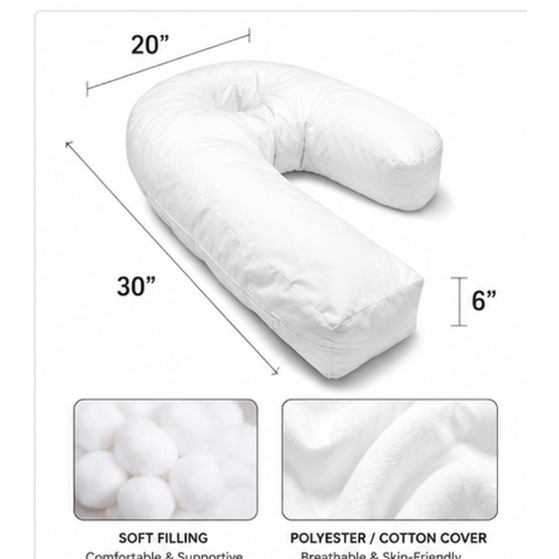 Side Sleeper Pillow with Ear Hole – U-Shaped Neck and