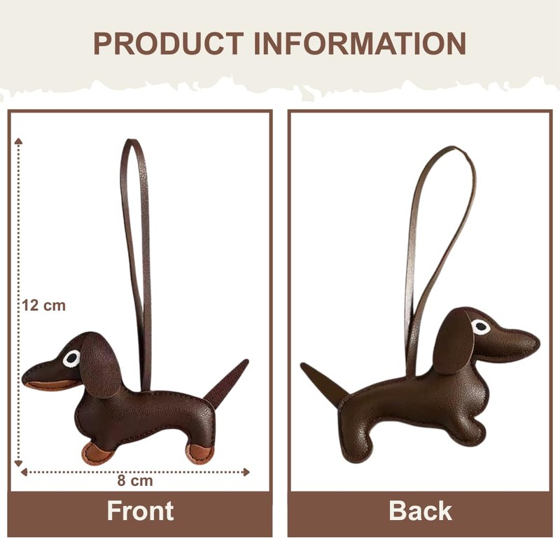 Wei Tech Dachshund Faux Leather Keyring - Cute Bag Charms