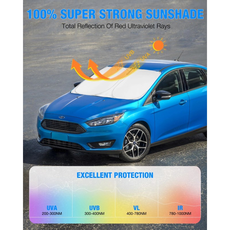 NEVERLAND 1PCS Foldable Windshield Sunshade 210D Oxford Sun Visor UV