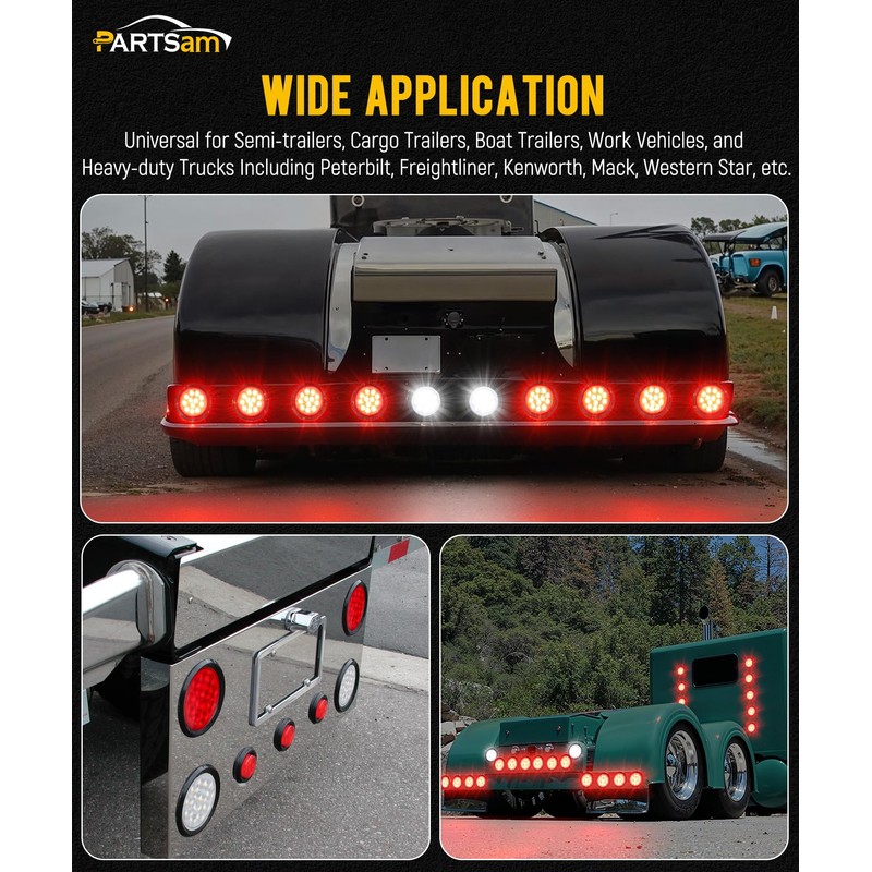 Partsam 6Pcs 4 Inch Round LED Trailer Tail Lights Kit