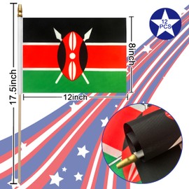 LoveVC 12Pcs 8×12 Inch Kenya Flags Small Kenyan Flag on Wood Stick Mini Handheld Flags Decorations