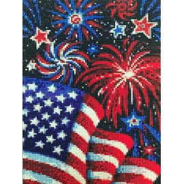 DIY 4 Th of July Diamond Painting Kits For Adults Patriotic,Diamond Art by Number Kit Celebrate American Flag Crystal Embroidery Beginner Arts Full Round Drill Crafts Home Wall Decor Gifts 12X16in