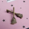 Acxico 40Pcs Broom Charms Broom Pendants Antiqued Silver Tone 3D