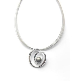 Graci8 necklace, silver necklace with elegant wire chain, pearl drop swirl inspired necklace for women. The Rose necklace.