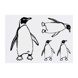4 x 'Penguin' Temporary Tattoos - Water Resistant, Skin-Safe, Non-Toxic Transfers, Mixed Sizes (TO00075246)