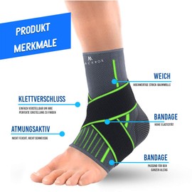 BLACKROX Ankle Support Bandage, Comparison Winner, Ankle Bandage, Ankle Bandage, Sports, Handball, Football, Volleyball, Foot Bandage, Ankle Bandage for Men and Women, Left and Right, green, l