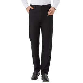 ALTHLEMON Men's Classic Fit Flex Expandable Waist Flat Front Dress Pants 36W 30L Black