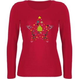 Shirtracer - Christmas and New Year's Eve gifts party decoration - Christmas star - long-sleeved shirt for women, 2 fire red, xl