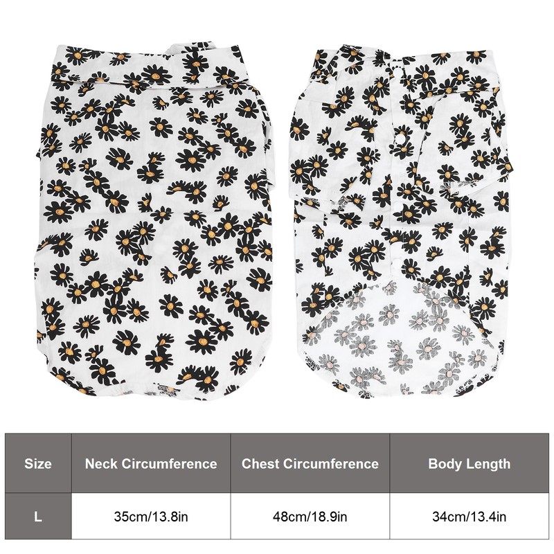 Daisy Print Dog Shirt Soft Breathable Flexible Pet T Shirt