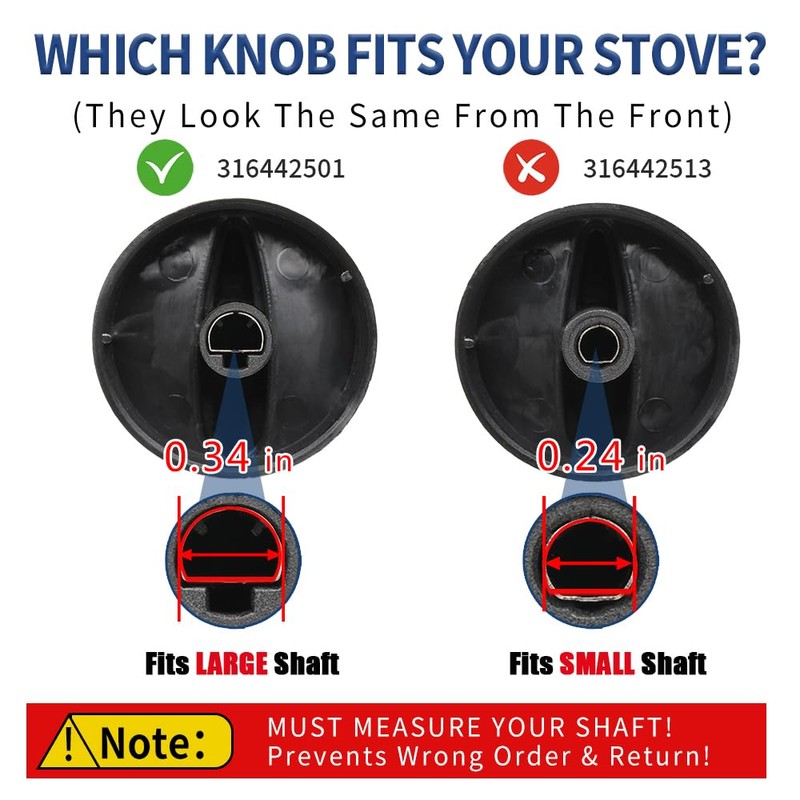 Upgraded 4Pcs 316442501 Range Surface Control Knob Black, Burner Knob