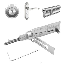 SS001 Pro Stainless Steel Key Decoder,2 in 1 Pick and Decoder Tools for Door Lock,Lock Picking Set for Beginners,Stainless Steel Lo/ck Picking Kit,Lo/ck Pick De/Coder for Auto,Master Key De/Coder