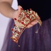 Teyglen Red Crystal Wedding Tiara for Women Royal Princess Rhinestone