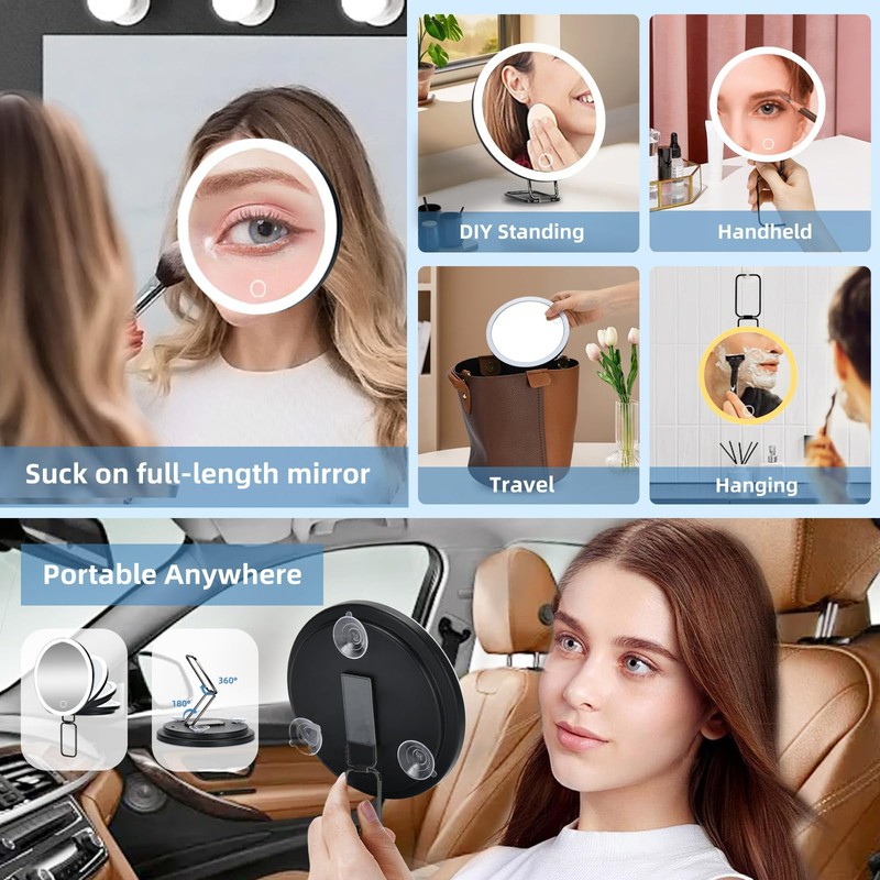 saiggnyy 6" 30X Magnifying Mirror with Light Suction Cup,Led Close