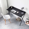 Black Computer Desk 47'' Writing Desk with Storage Shelf Home