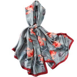 FAIRYGATE Womens Scarf Silk Shawl Neckerchief Long Head Wrap Satin Thin Scarves Lady Beach Women Hijab Vintage Bridal Shawl Scarfs Colorful Cloth 180 * 90CM 98034