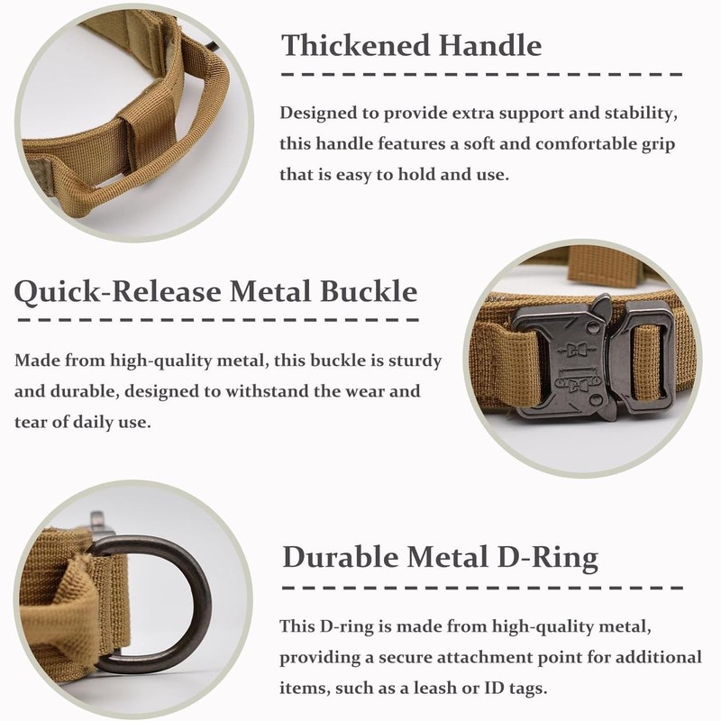 Tactical Dog Collar, Adjustable Military Training Nylon Dog Collar with