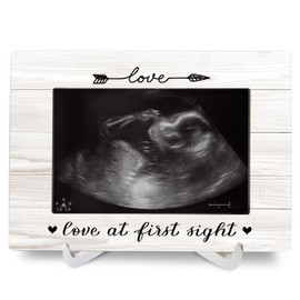 Luipk Love At First Sight Frame Ultrasound Sonogram 8x6 Picture Frames, Pregnancy Gifts Baby Shower Gifts Wood Photo Frame, Gender Reveal New Baby Gift Picture Frame for Wall and Tabletop Display