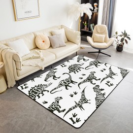 jejeloiu Dinosaur Living Room Rugs Area Rug 3x5 3D Dino Print Accent Rug Set for Jungle Dino Indoor Floor Mat Non-Slip Wild Animal Non Slip Area Runner Rug