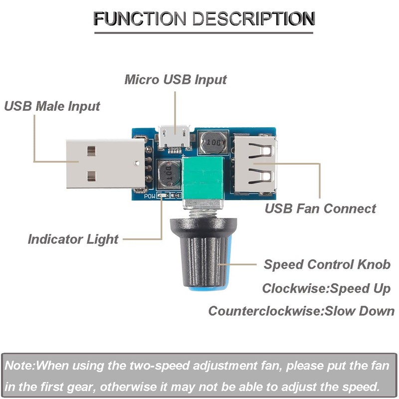 Youmile 5pcs USB Fan Speed Controller DC 5V Mini USB