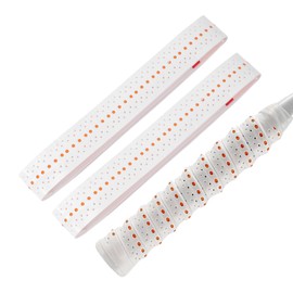 CAPASTEC Tennis & Badminton Racket Overgrip, 2-Pack, Multi-Pore Textured Grip Tape, Shock Absorption, Breathable, Wet Type, White with Orange Dots