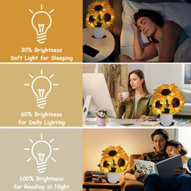 TAIPOXUN Led Sunflower Lamp Gift for Women,Flower Lamp Table Flower Desk Lamp Night Light for Bedroom Living Room Decor,Mothers Day Birthday Gifts for Her Mom Wife Girlfriend Teacher Grandma (Yellow)