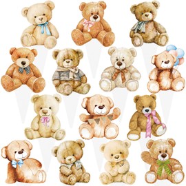 Bear Baby Shower Decorations 48pcs Teddy Bear Cupcake Toppers Teddy Bear Baby Shower Decorations We Can Bearly Wait Cupcake Picks for Gender Reveal Theme Baby Shower Kids Birthday Party Supplies
