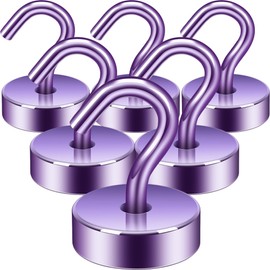 Neosmuk Magnetic Hooks, Cruise Ship Essentials, 40lb+ Heavy Duty Magnetic Hooks for Cruise Cabins, Refrigerator, Grill, Hanging, and Travel | Extra Strong Must-Haves Magnet Hook,Purple