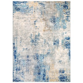 Lahome Modern Abstract 5x7 Blue Machine Washable Area Rug, Soft Bedroom Rug Non Slip Living Room Rug,Stain Resistance Dining Room Mat Carpet for Nursery Office Couch Entrance Kitchen