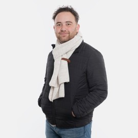 KNIT FACTORY - Jazz Scarf - Knitted Scarf for Men and Women - Comfortable Scarf with Wool - High Quality, beige