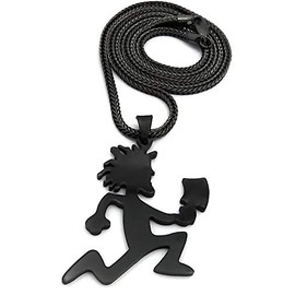 GWOOD Juggalo Pendant with Necklace (30 INCH, FRANCO CHAIN, GUN METAL), JUGG30
