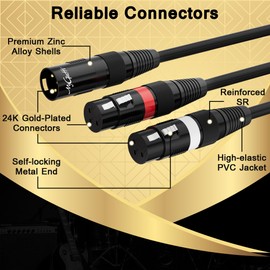 Mygatti XLR Splitter Y-XLR Cable 100 FT, Gold-Plated 3-Pin XLR Male to Dual XLR Female Patch Y Cable, Bi-Directional Balanced Microphone Adapter Cord, Long 1 XLR to 2 XLR Cable, Oxygen-Free Copper