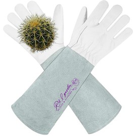 Rose Pruning Gloves for Men and Women - Thorn Proof-100% natural premium Goatskin Leather Gardening Gloves with Gauntlet (Natural, Small (Packe of 1))