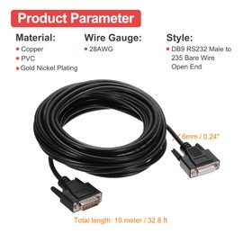 MECCANIXITY DB15 Serial Cable, 28AWG Aluminium Foil Shielded DB15 Male to Female Straight Through Serial Cable for Data Communication, 32.8 ft