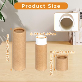 20 Pcs 0.3 oz Brown Paperboard Lip Balm Tubes – Eco-Friendly Push-Up Cardboard Containers for DIY Lip Balm, Solid Perfume & Skincare
