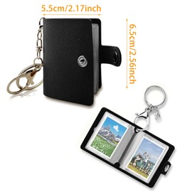 4 PCS Small Photo Album, Leather Photocard Binder Memory Picture Keyrings Photocard Holder Keychain with Split Ring Mini Album for Cards Picture Cards ID Photo