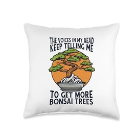 Bonsai Tree Plant Tools Care Kit Set Gifts Ideas Voices Telling Me to Get Pots Bonsai Throw Pillow, 16x16, Multicolor