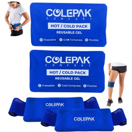 ColePak Comfort Hot & Cold Ice Packs for Injuries Reusable Gel (4 Pc Set) for Pain Relief, Joint Muscle Soreness Swelling for Knees Back Shoulder Foot